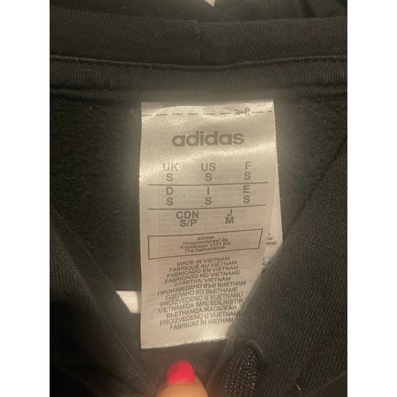 Adidas Classic Original 3 Stripe Black White Logo Hoodie Sweatshirt - Picture 3 of 5